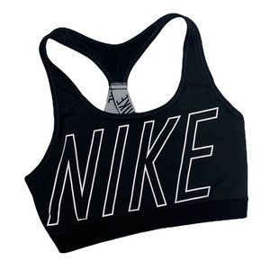 NIKE Racerback Dri-fit Black White Logo Sports Bra SZ M